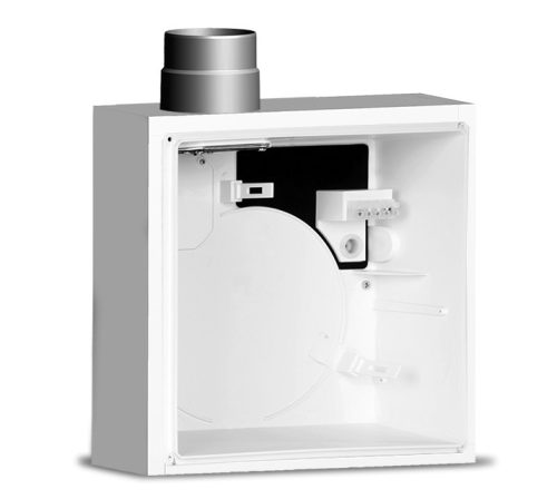 Vortice Quadro EVO QE 100/60 LL radiális ventilátor egység, előlappal, két fordulattal, G2 szűrővel, IP45 védettséggel, wc-be, fürdőszobába, társasházakba