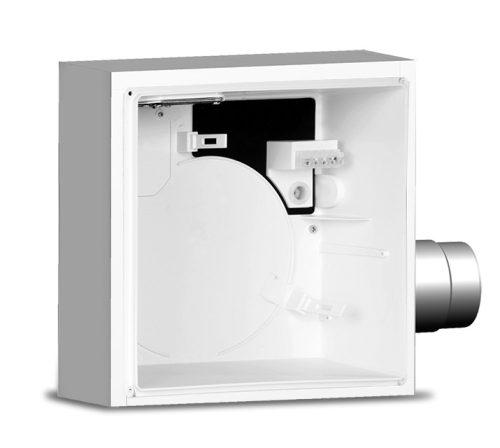 Vortice Quadro EVO QE 100/60 LL radiális ventilátor egység, előlappal, két fordulattal, G2 szűrővel, IP45 védettséggel, wc-be, fürdőszobába, társasházakba