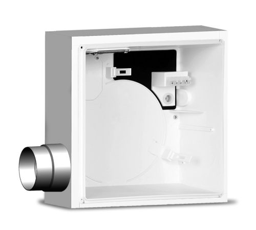 Vortice Quadro EVO QE 100/60 LL radiális ventilátor egység, előlappal, két fordulattal, G2 szűrővel, IP45 védettséggel, wc-be, fürdőszobába, társasházakba