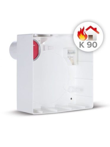 Vortice Quadro EVO QE 100 LL TP radiális ventilátoregység előlappal, állítható előkésleltetéssel és utánfutással, G2 szűrővel, IP45 védettséggel, wc-be, fürdőszobába, társasházakba