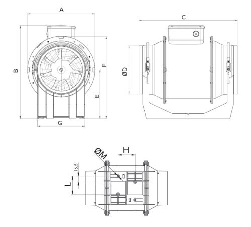 Vortice Lineo 100 Q műanyagházas félradiális csőventilátor