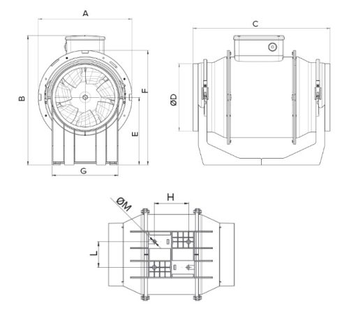 Vortice Lineo 100 műanyagházas félradiális csőventilátor