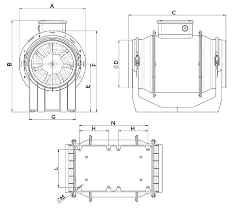 Vortice Lineo 315 műanyagházas félradiális csőventilátor