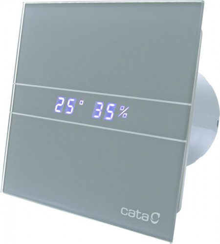Cata E-100GSTH kisventilátor, ezüst színű üveg előlappal, időkapcsolóval, páraérzékelővel