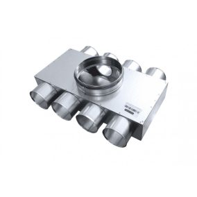   Awenta RKJ 08-as horganyzott acél egysoros osztódoboz, 75 mm-es leágazásokkal (4+4)