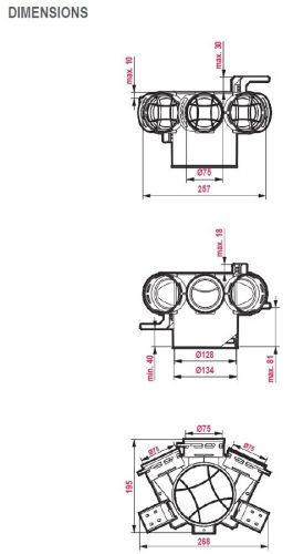 Awenta PRO VPB125-3 antibakteriális műanyag szelepfogadó 75 mm-es rendszerekhez